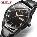 Marque OLEVS 6896 Mode Affaires En Cuir Véritable Montres Hommes Casual Chronographe Quartz Montre-Bracelet Relojes Al Por Mayor